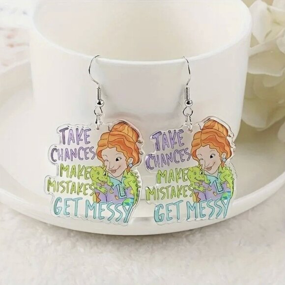 ❤️🔥 2 For $30 ❤️🔥 Magic School Bus - Miss Frizzle Acrylic Earrings - Picture 1 of 8